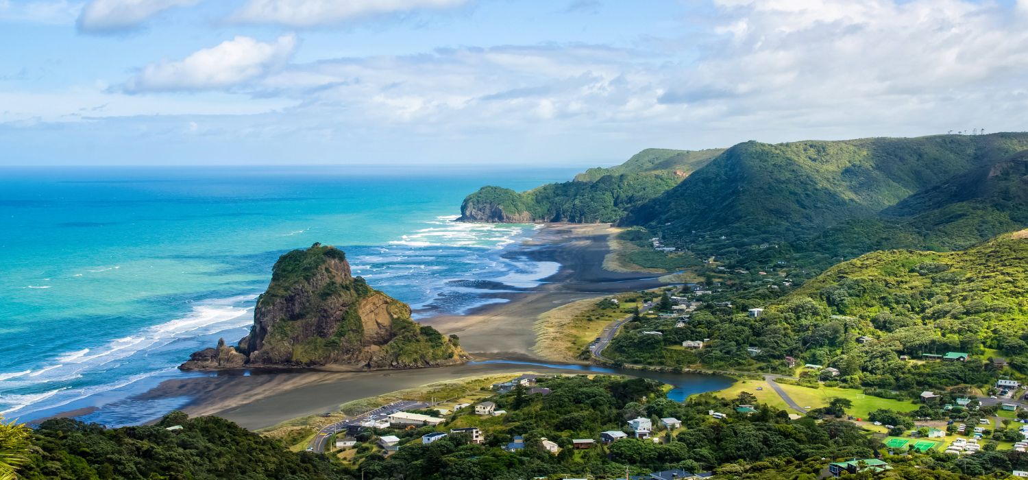 Piha beach which is located at the West Coast in Auckland, New Zealand.