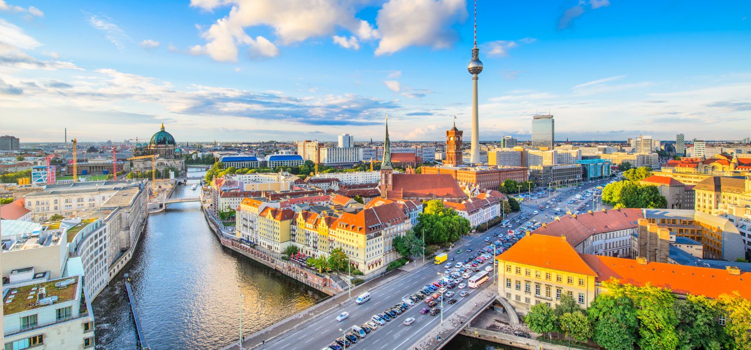 Berlin, Germany viewed from above the Spree River