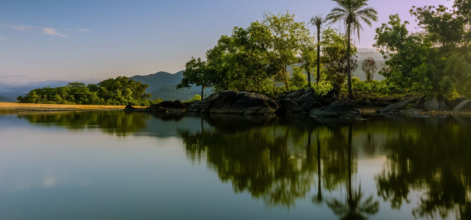 Long exposure shot at Bureh beach lake, Sierra Leone