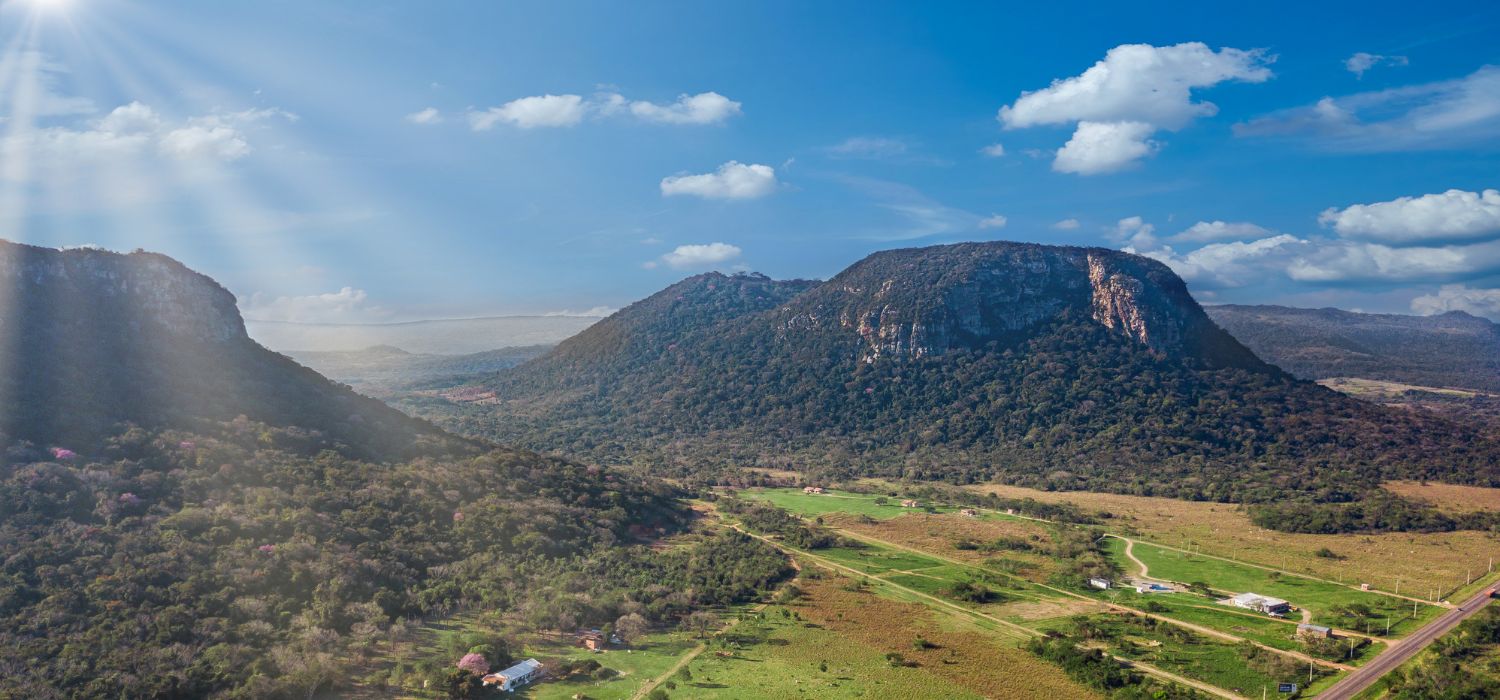 Aerial view of Cerro Paraguari. These Mountains are one of most iconic landmarks in Paraguay