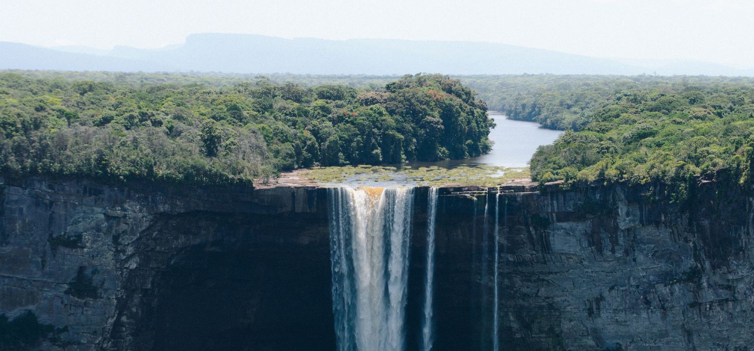 Jungle and waterfall scene in Guyana, South America