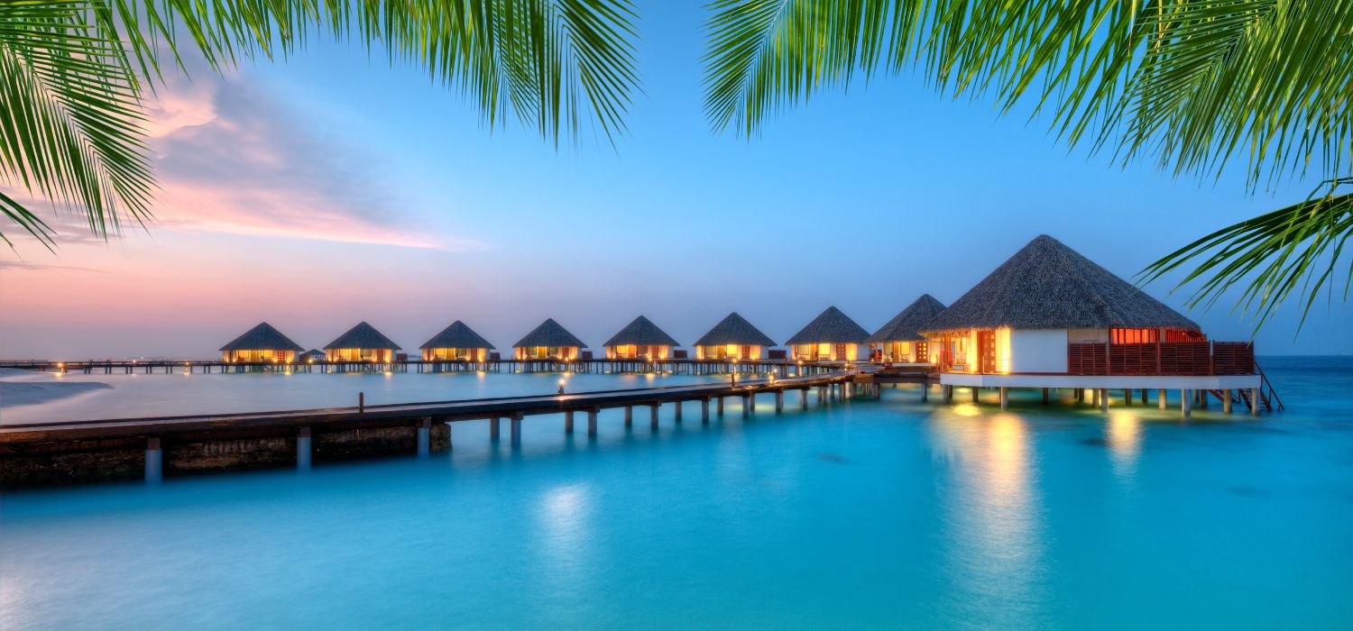 Water villas on Maldives resort island