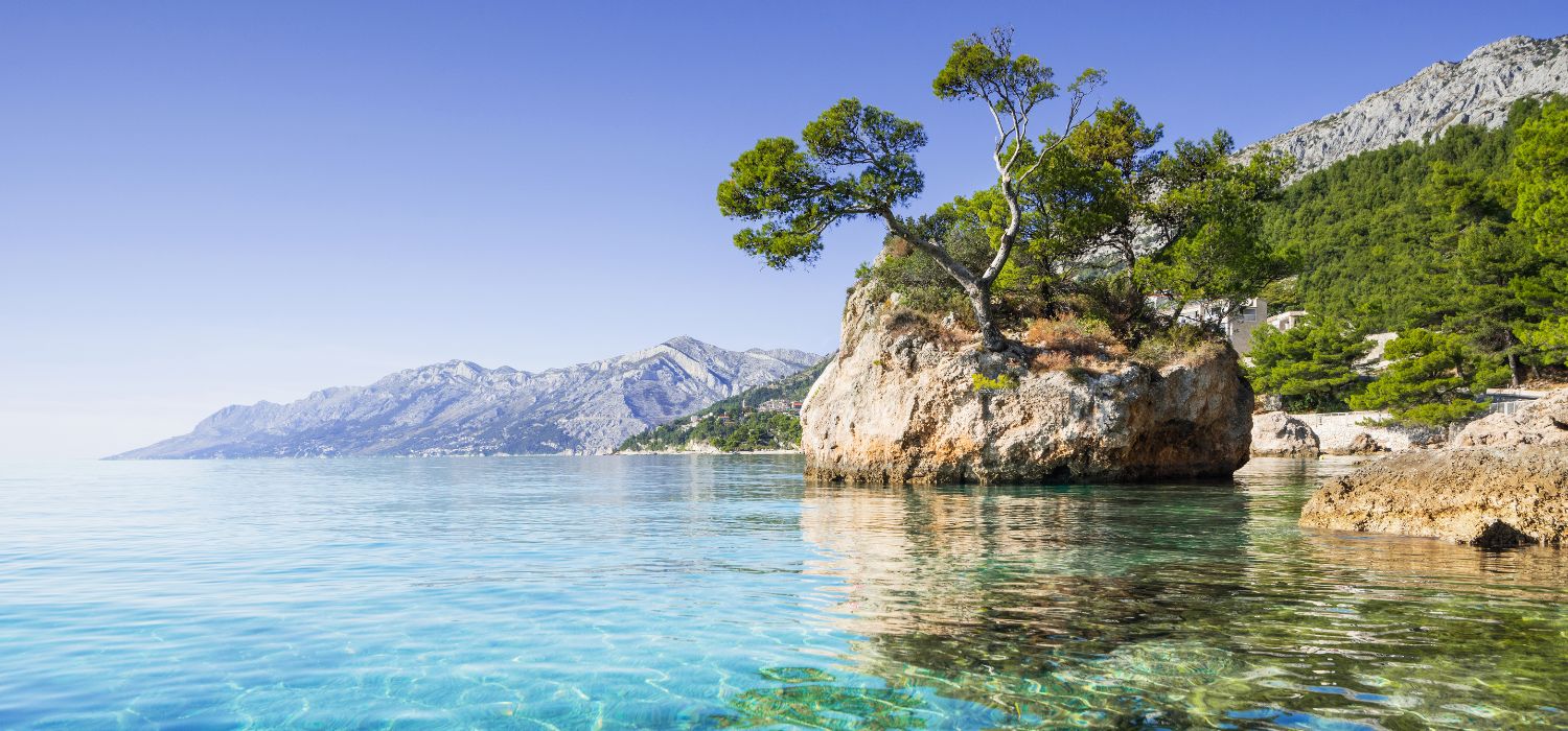 Beautiful bay in the Mediterranean sea, Brela, Croatia