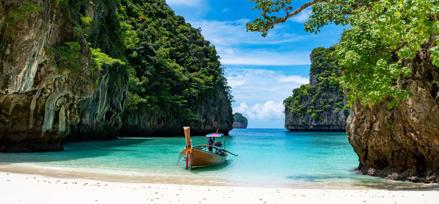 Boat in Loh Samah Bay in Phi Phi Island, Thailand