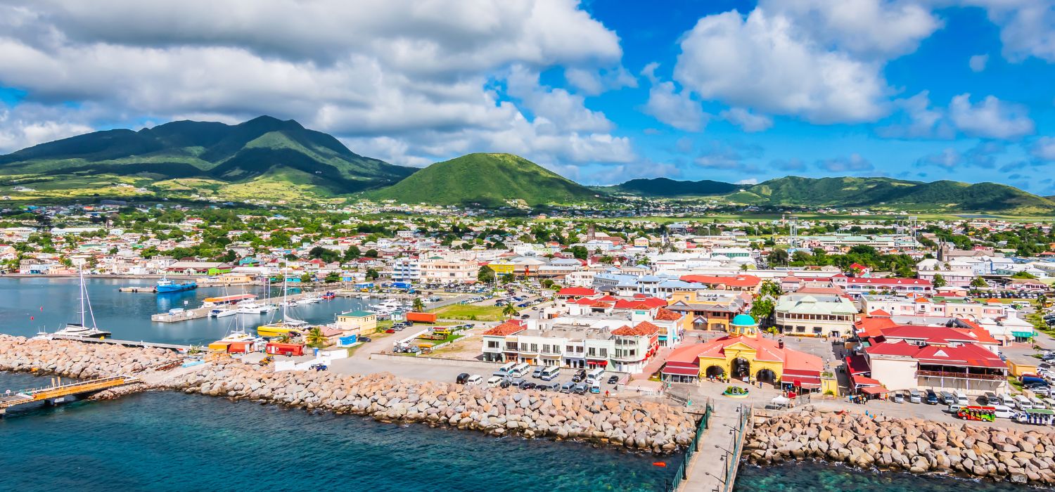 Panoramic view of port Zante, Basseterre in Saint Kitts and Nevis