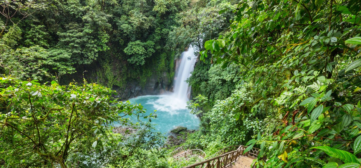 Majestic waterfall in the rainforest jungle of Costa Rica